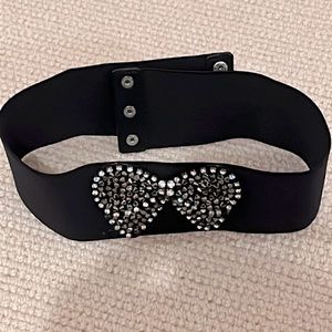 Kimchi Blue small Bow belt black grommet stretch